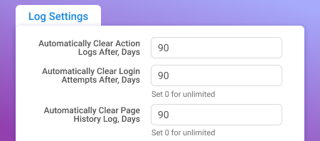 Specify time to automatically clear all admin logs admin actions log magento 2